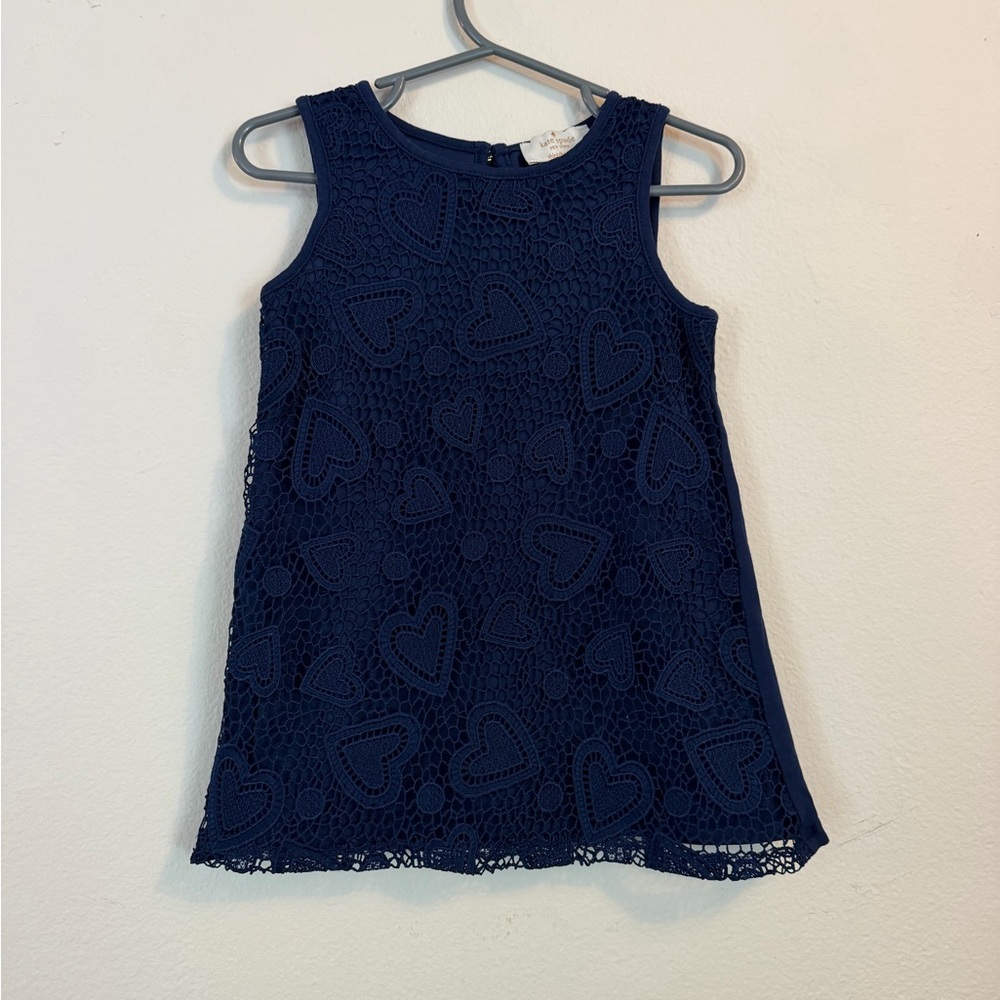 Girls Navy Lace Heart A-Line Dress